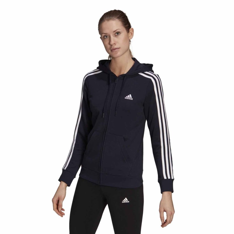 Chaqueta Negra Adidas Mujer Ess French 3 rayas GL0804