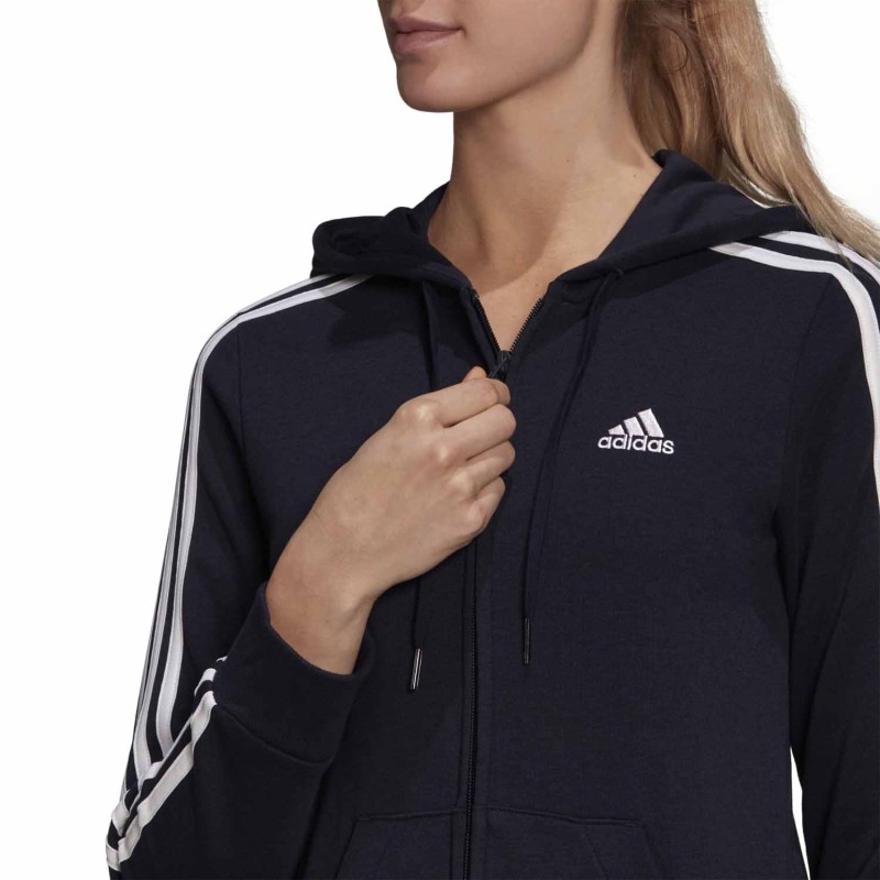 Chaqueta Negra Adidas Mujer Ess French 3 rayas GL0804