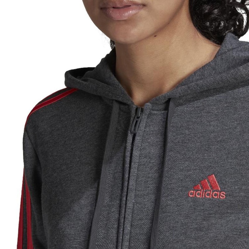 Chaqueta Gris Adidas Mujer Ess 3 Rayas HC9140