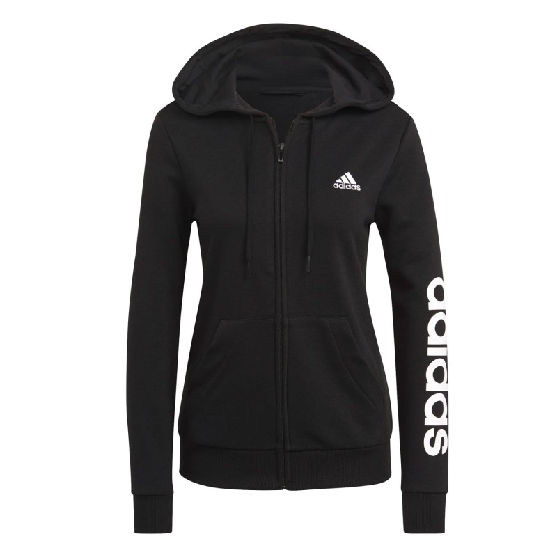 Chaqueta Negra Adidas Mujer Essentials Logo Full Zip GL0791