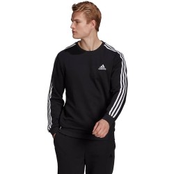 Buzo Negro Adidas Masculino Essentials 3 Rayas Felpa Francesa GK9078