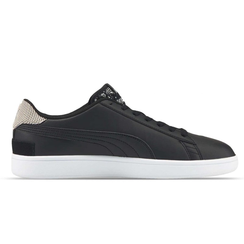 Tenis Negro Puma Hombre Bajo Smash V2 Patchwork